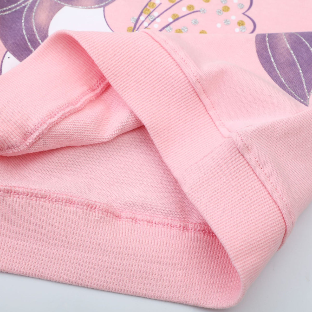Girls' Pink Cotton Cartoon Hoodie