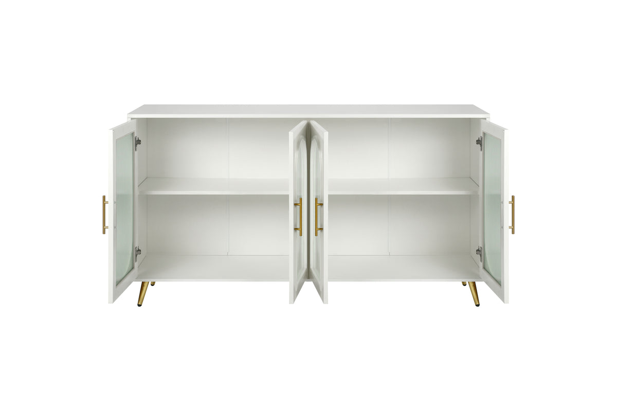 TV Stand for 65+ Inch TV, Wood TV Stand with Storage Cabinet & Adjustable Shelves, Media TV Console for Living Room Bedroom