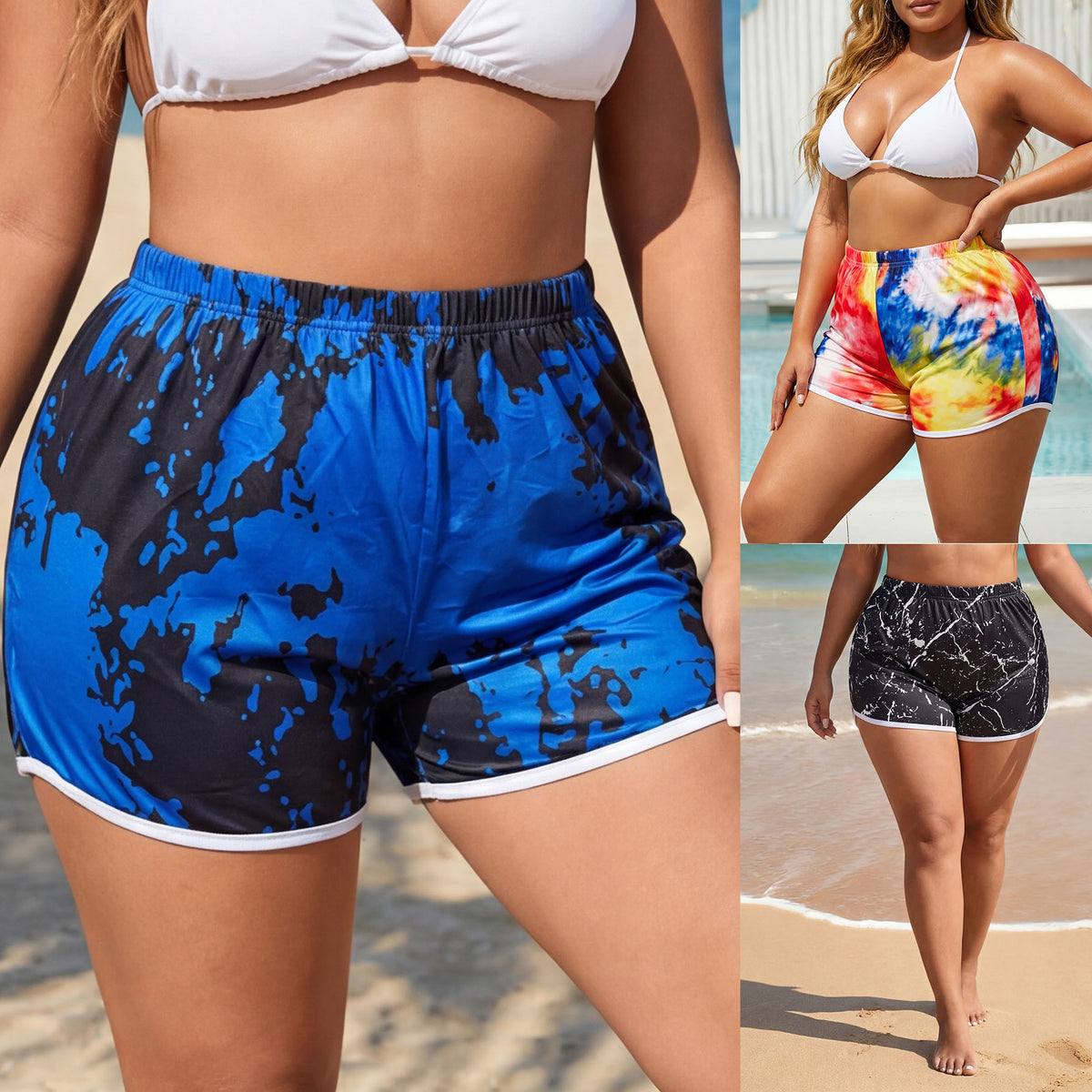 Women's Beach Shorts, Oversized Casual Printed Shorts