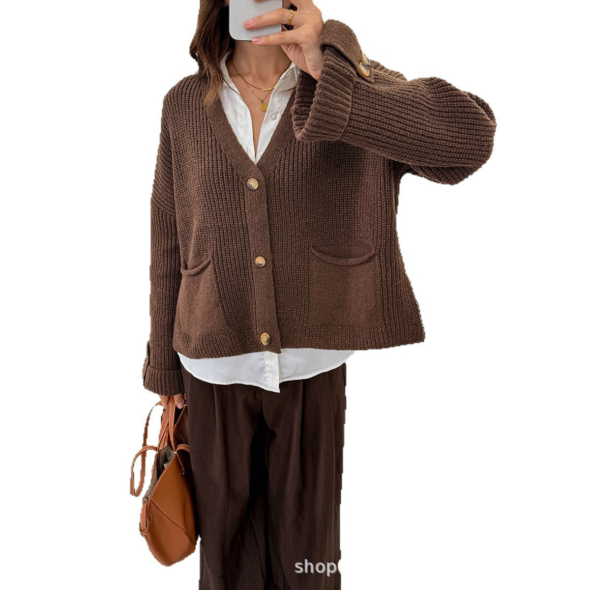 V-Neck Knit Pullover Sweater