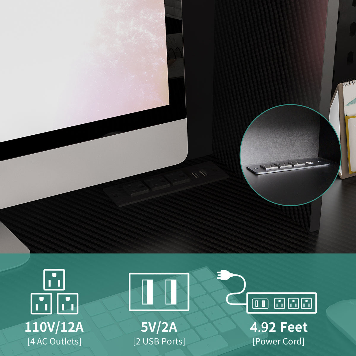L-Shaped Desk with Drawers, Bookshelf & Charging Station