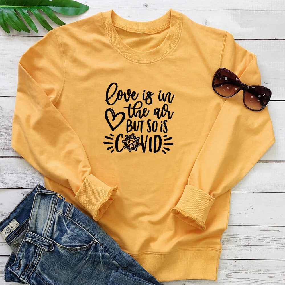 Letter printed round neck hoodie