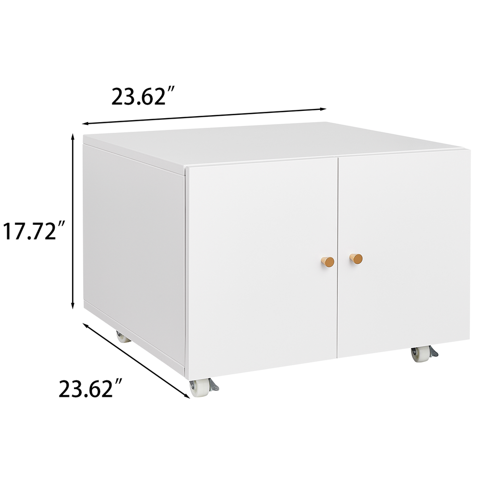 White Mobile Steel Copier Stand Cabinet