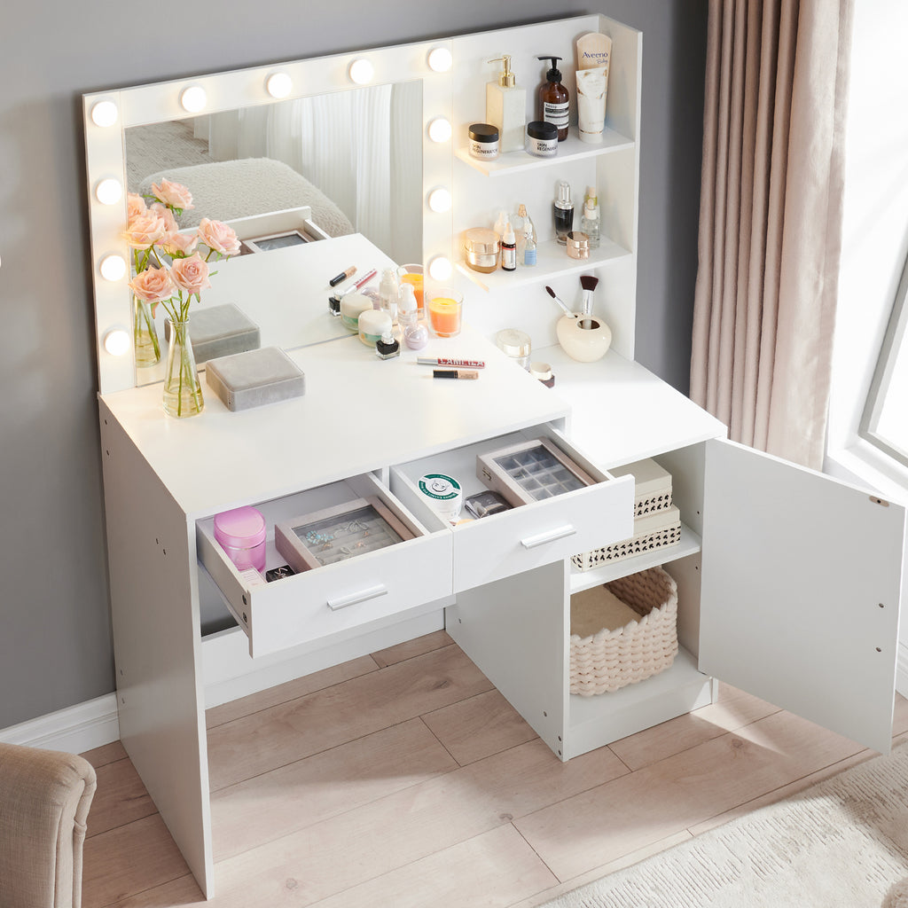 47-inch White Makeup Vanity Desk