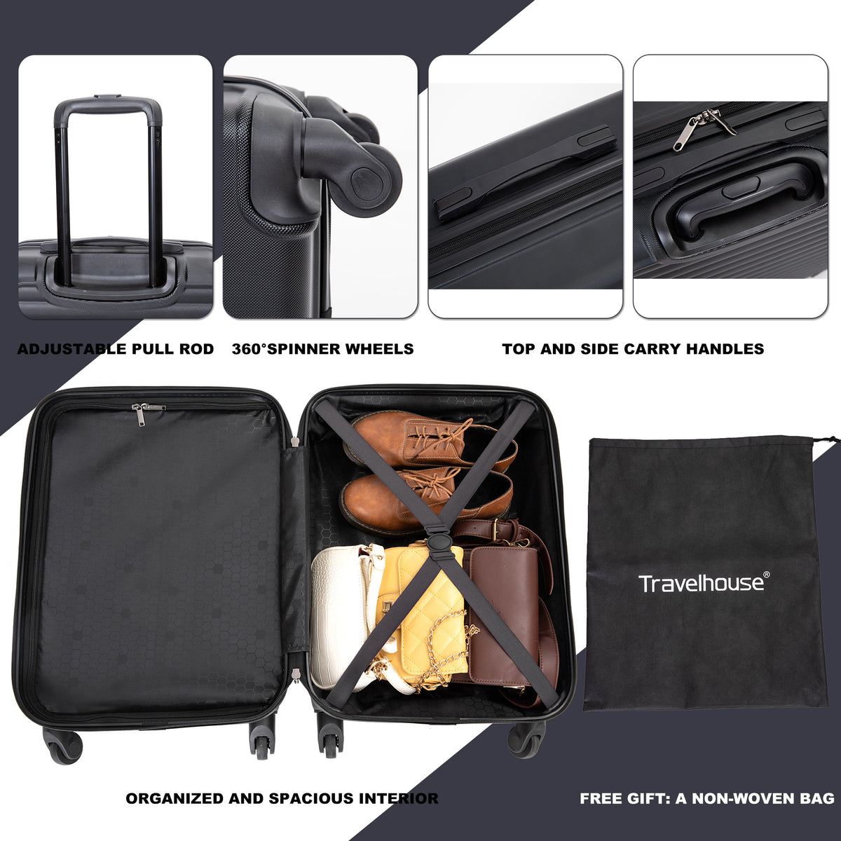 20-Inch Lightweight Hardside Carry-On Spinner – Black