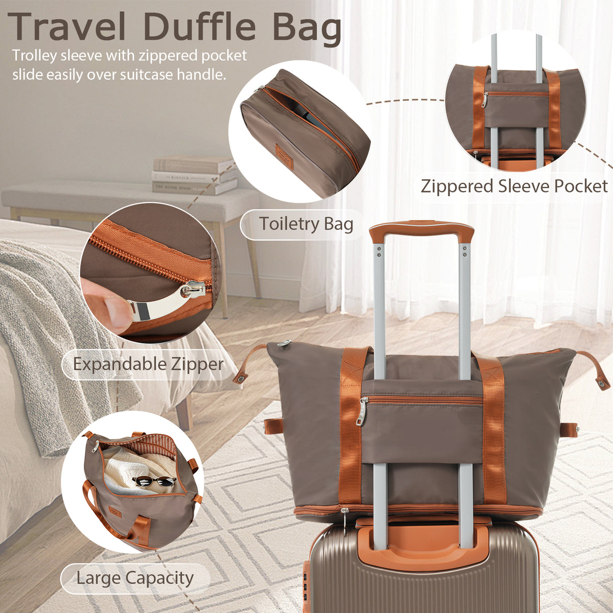 3-Piece Hardshell Spinner Luggage Set with TSA Lock – Copper