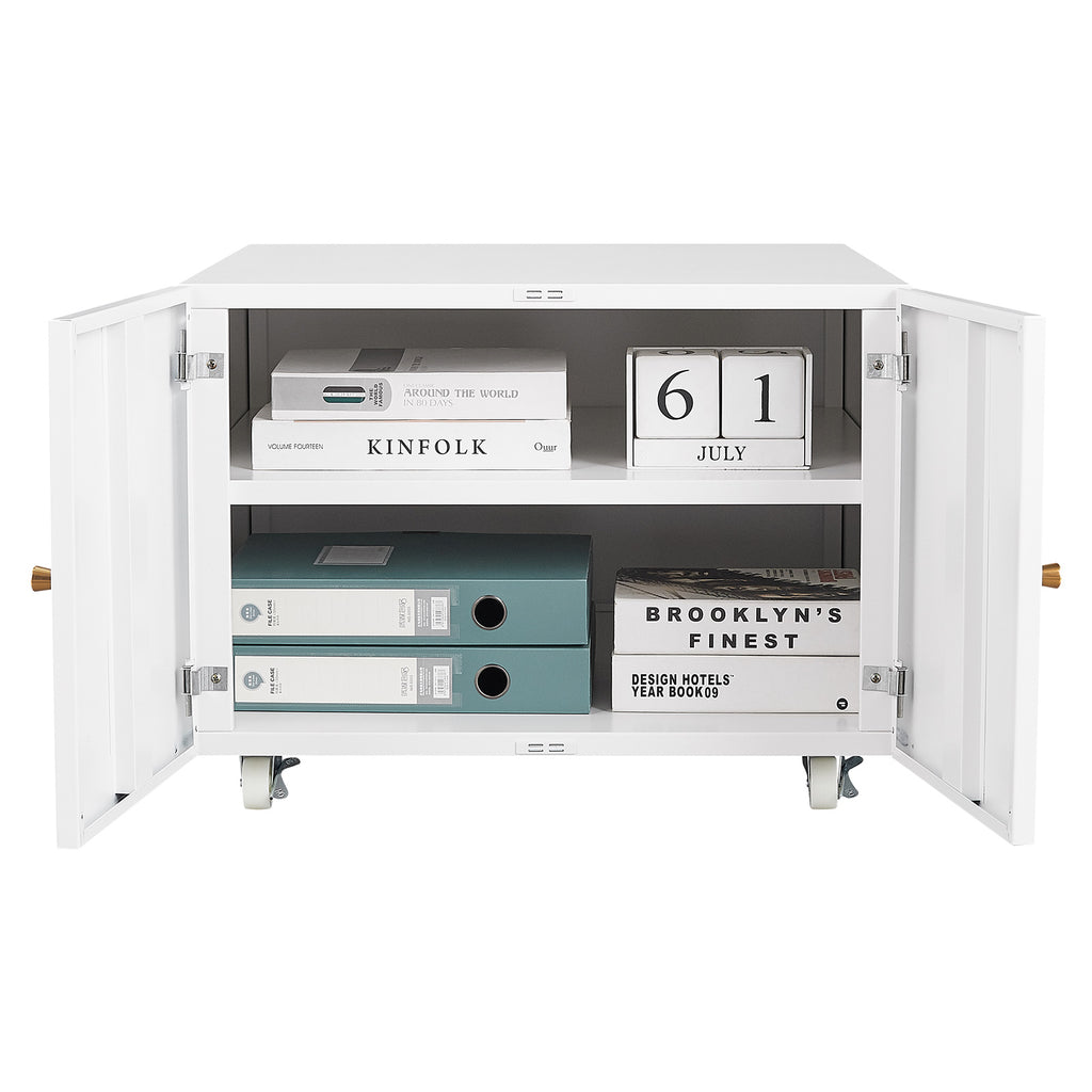 White Mobile Steel Copier Stand Cabinet