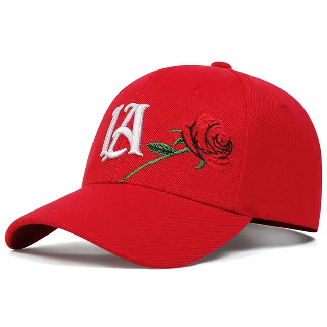 Unisex LA Rose Embroidered Baseball Cap