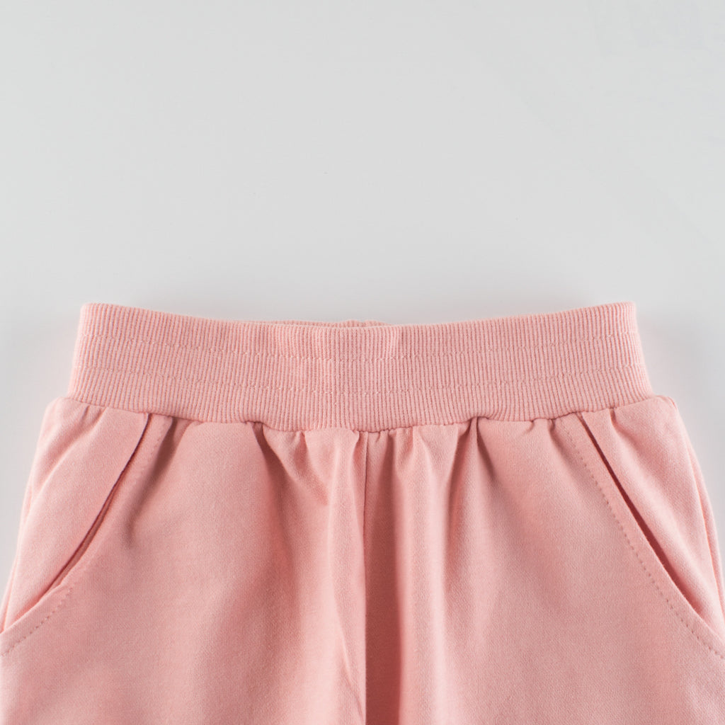 Girls' Pink Cartoon Cotton Jogger Pants