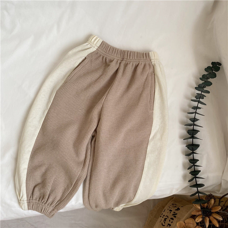 Kids' Spliced Drawstring Sports Pants