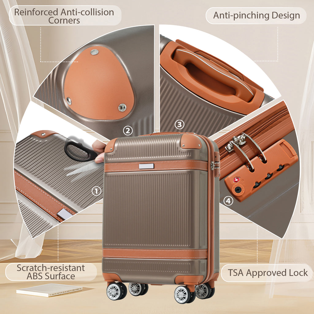 3-Piece Hardshell Spinner Luggage Set with TSA Lock – Copper