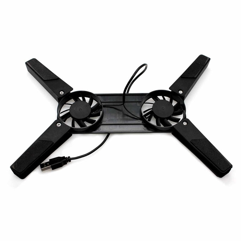 Foldable USB Laptop Cooling Stand with Dual Fans – Black