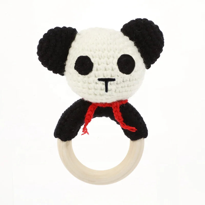 Wholesale Hand Made Crochet Rattles Baby Toys Animals Shape Teething Crochet Toy for Baby