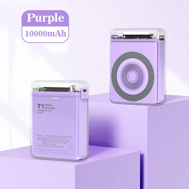 20W Magnetic Wireless Power Bank with LED Lamp