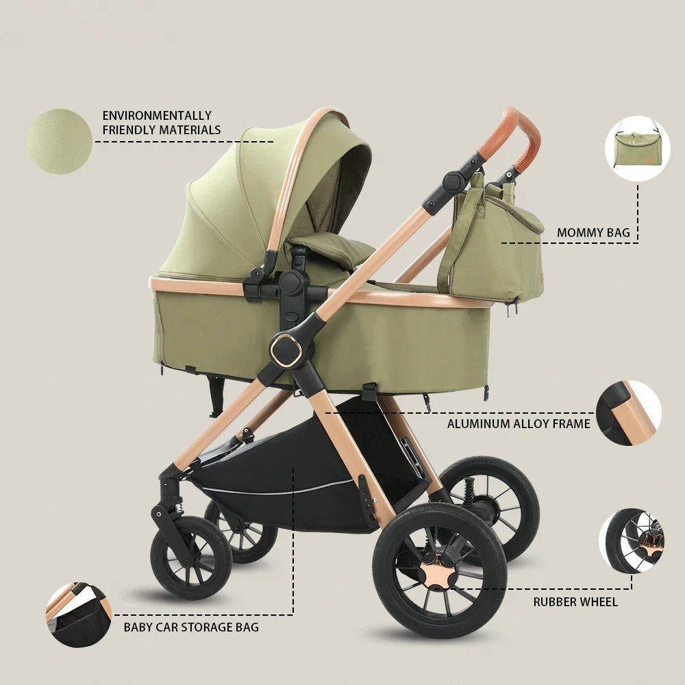 OEM Modern Durable+adjustable+Mobile Metal Multifunctional Foldable 3-in-1 Baby Stroller with Infant Car Seat & Baby Carrier Bag