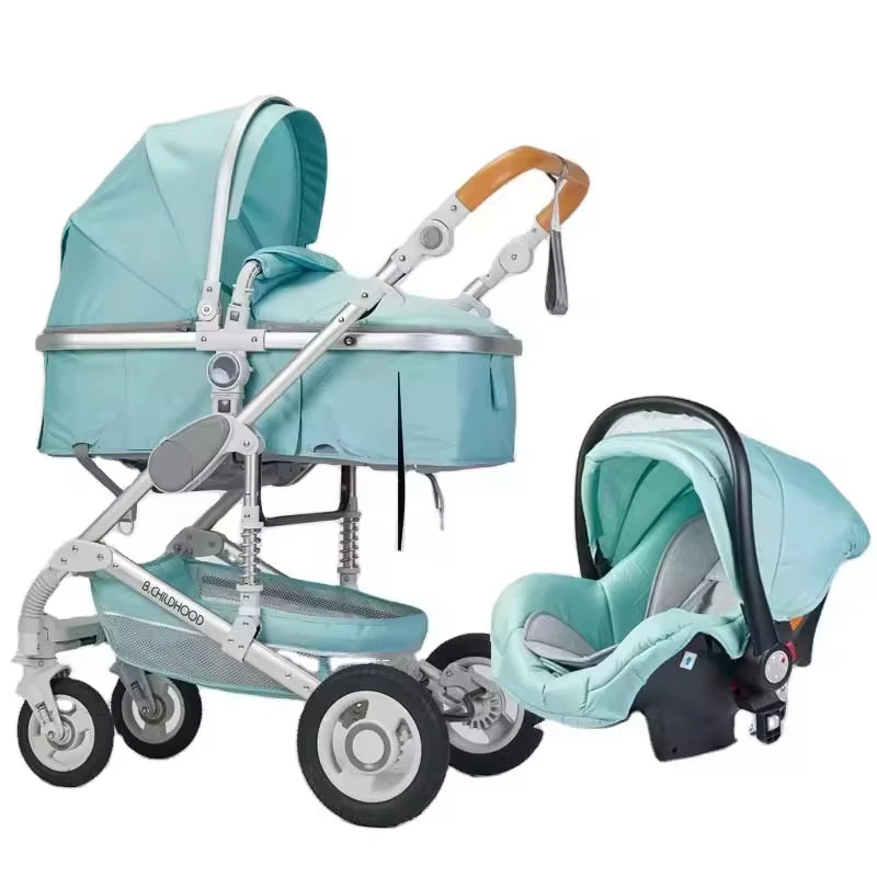 Customized Luxury 4-in-1 Baby Stroller Foldable Pram with Linen Car Seat 3-in-1 Carriage From Luxury Brand