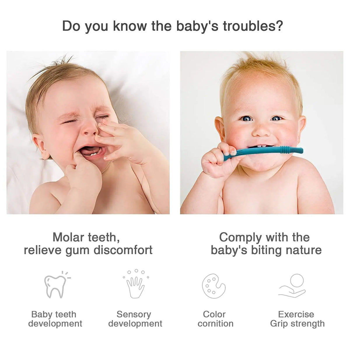 Hollow Teether Tube Chew Straw Toy for Infant Toddlers Silicone Tubes Teething Toys for Babies 3-12 Months