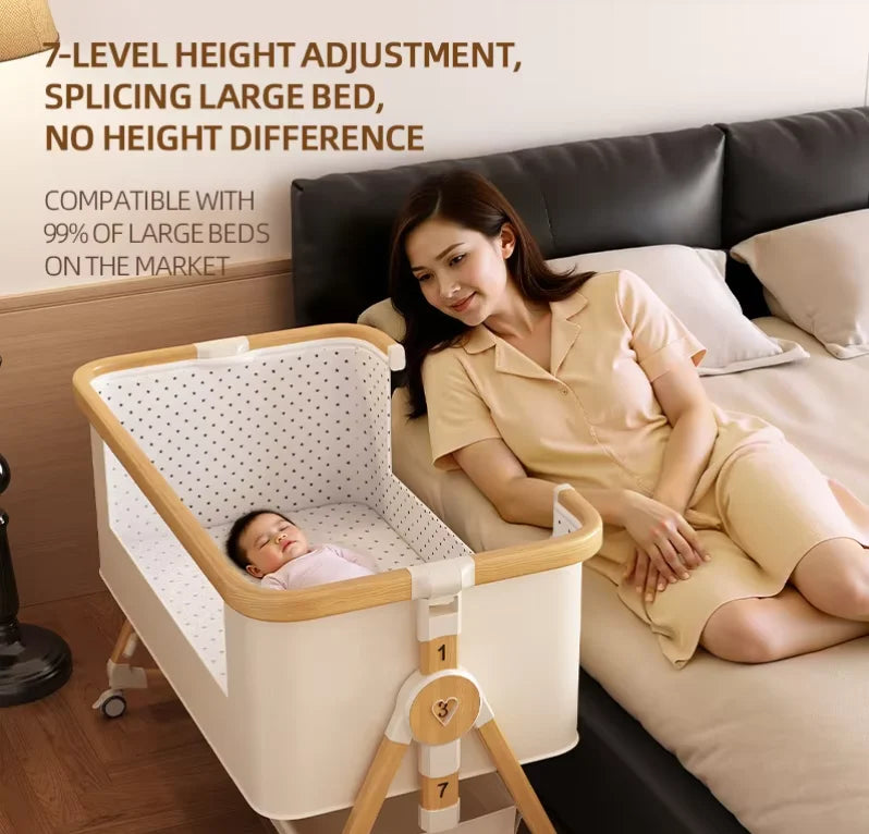 Multifunctional Durable Rocking Swing Kids Cot Bed Cradle Infant Toddler Bedside Sleeper Next to Me Newborn Bassinet Baby Crib