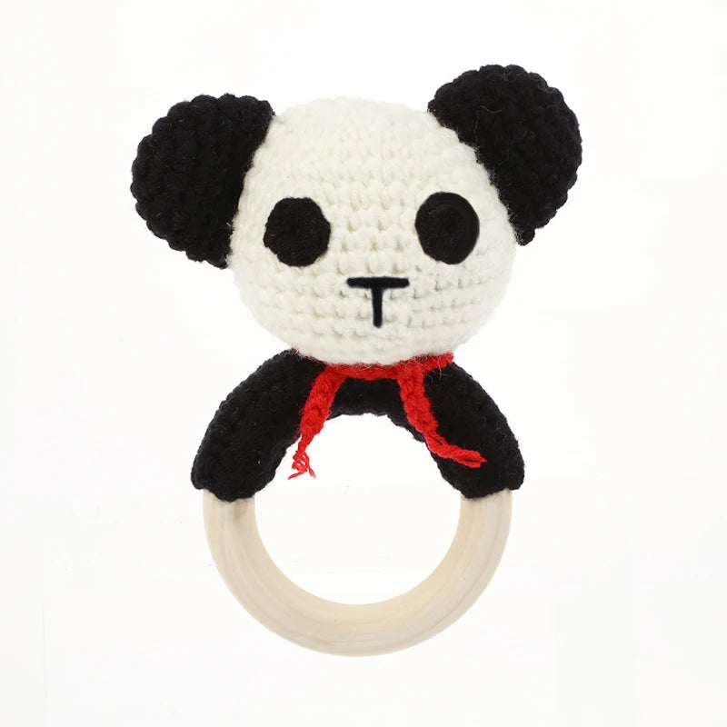 Wholesale Hand Made Crochet Rattles Baby Toys Animals Shape Teething Crochet Toy for Baby
