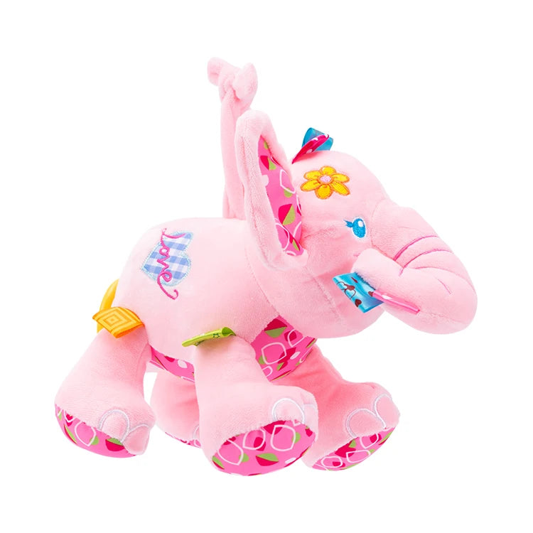 Infant Soothing Music Doll Pink Multi-functional PP Cotton Stuffed Animal Custom Plush Toys Elephant Twin