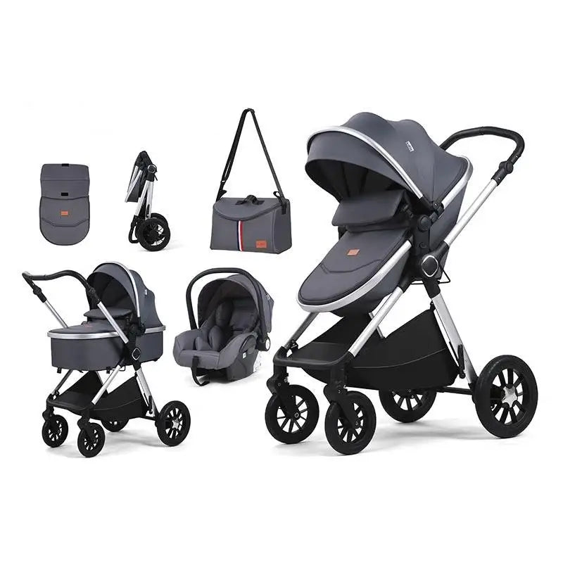 Customized Luxury 4-in-1 Baby Stroller Foldable Pram with Linen Car Seat 3-in-1 Carriage From Luxury Brand