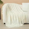 Luxury Custom Diamond Cable Knit Blankets Home Decor Acrylic Jacquard Knitted Bed Sofa Throw Blanket With Tassels