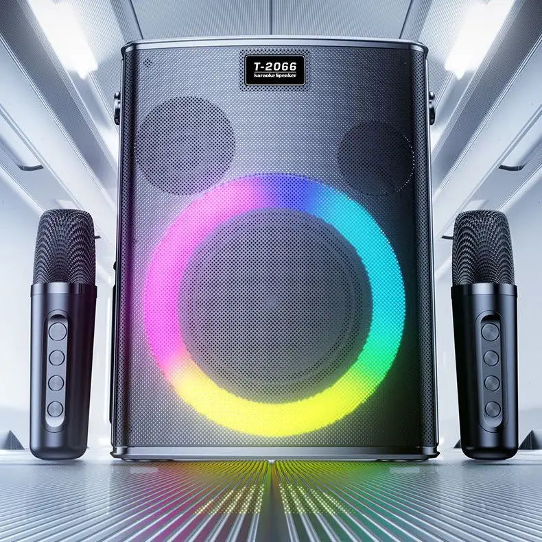 Portable Bluetooth Karaoke Machine with 2 Wireless Mics