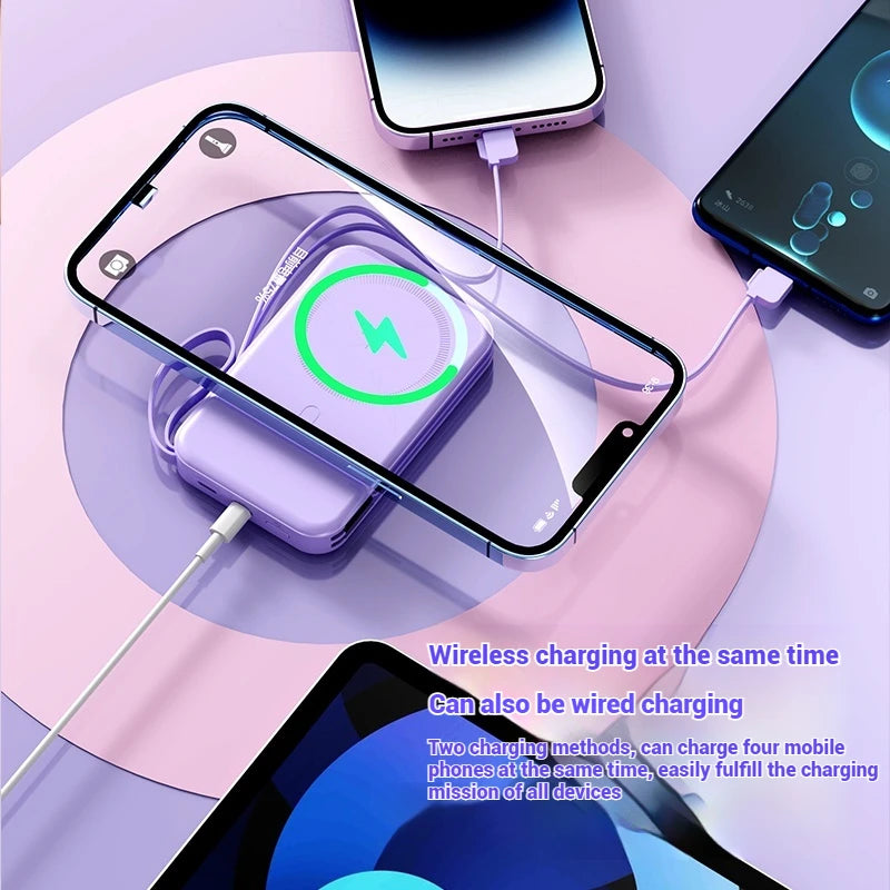 10,000mAh 22.5W Magnetic Wireless Power Bank with Cables