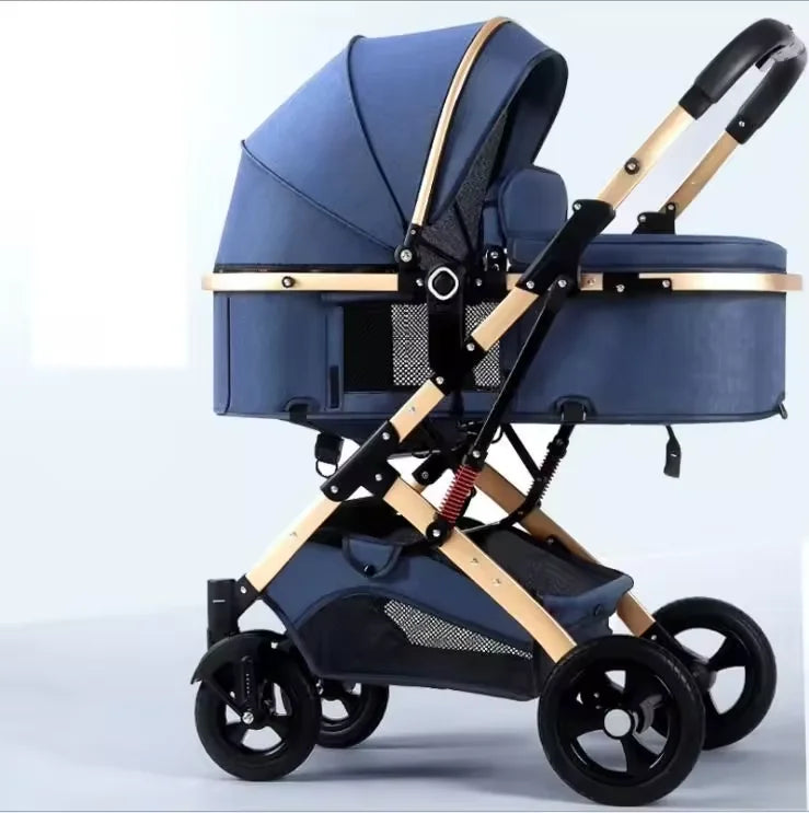 Lightweight 3-in-1 Portable Foldable Baby Stroller Travel System Stainless Steel Frame Oxford Fabric Rubber Wheels 20KG Load