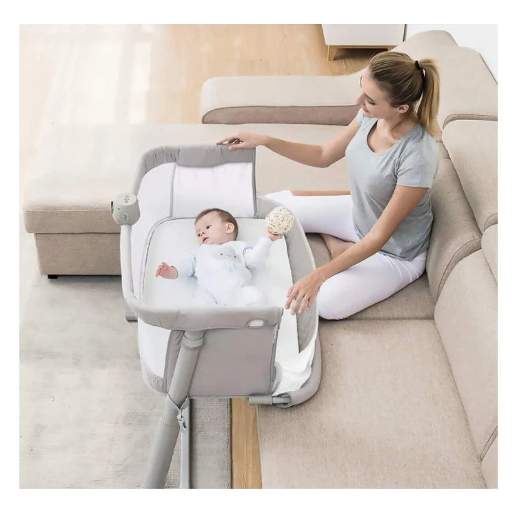 Newborn Baby Bedside Modern Metal Crib Co-Sleeper for Hotel & Bedroom Use