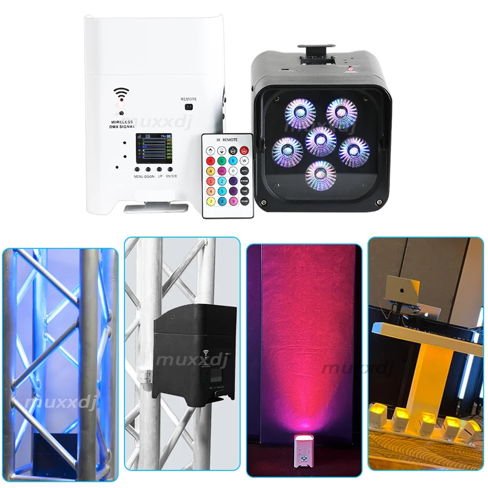 10-Pack S6 Wireless RGBWA UV DMX Uplights