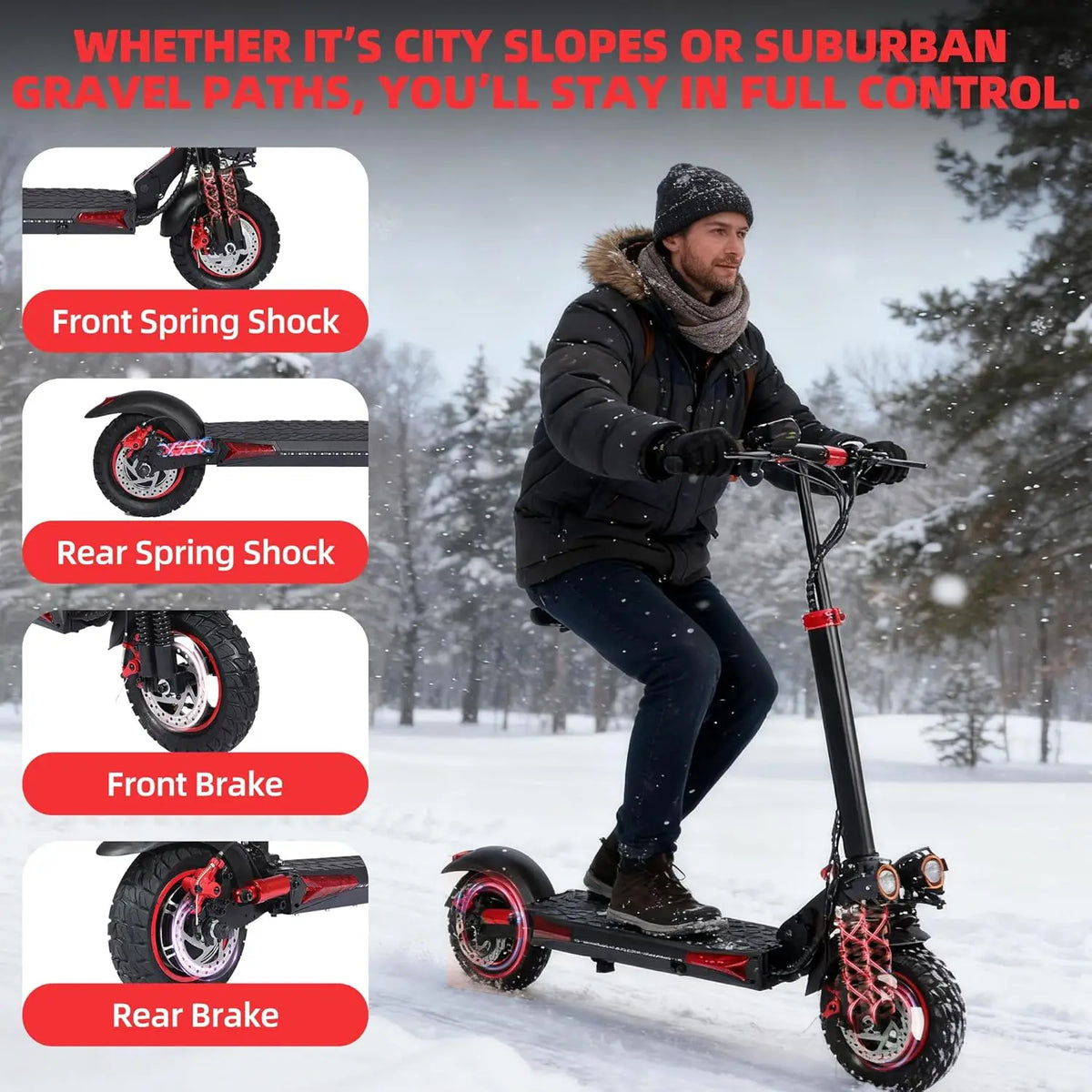 1200W Adult Electric Scooter – 48V 18Ah, 11-Inch Tires