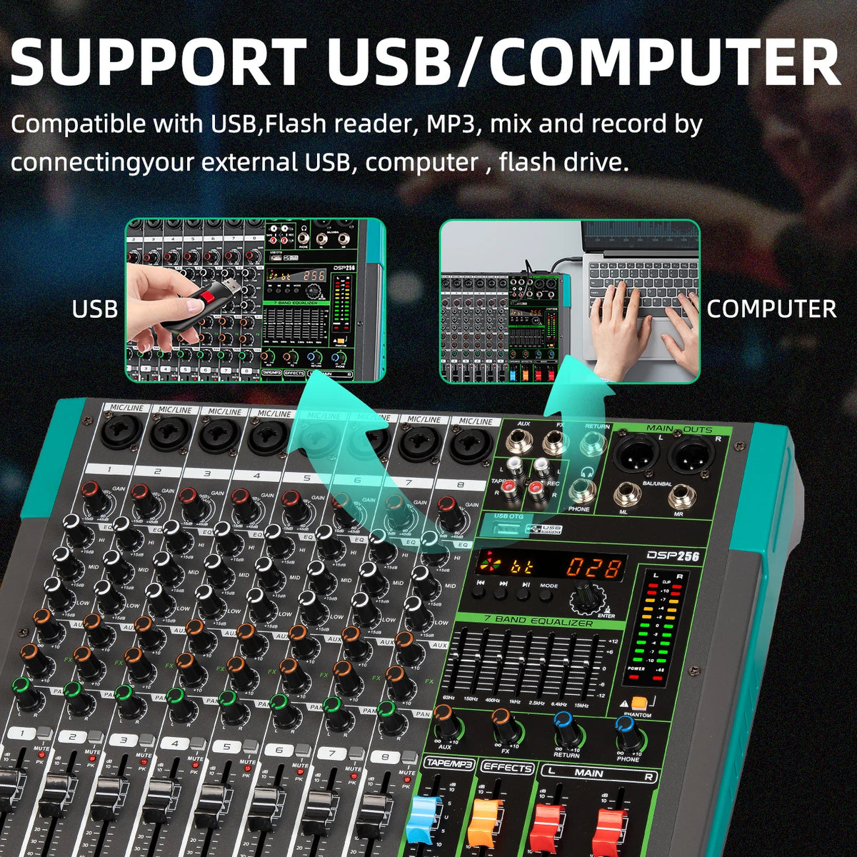 Biner PA8 8-Channel USB Audio Mixer