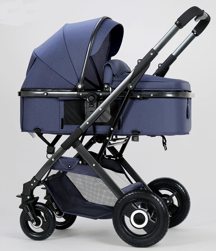 Lightweight 3-in-1 Portable Foldable Baby Stroller Travel System Stainless Steel Frame Oxford Fabric Rubber Wheels 20KG Load