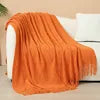 Luxury Custom Diamond Cable Knit Blankets Home Decor Acrylic Jacquard Knitted Bed Sofa Throw Blanket With Tassels