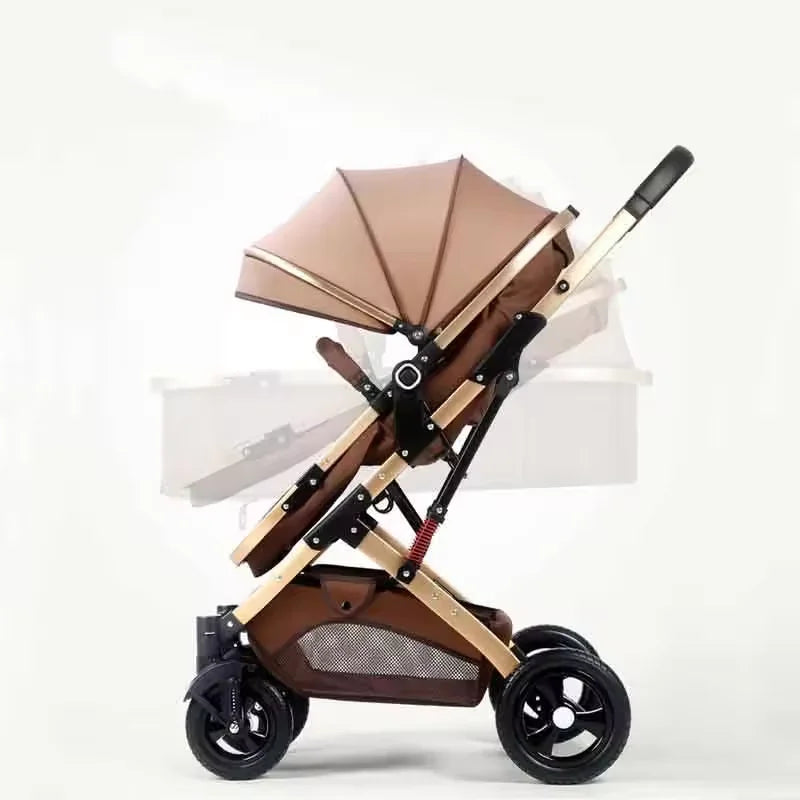 Lightweight 3-in-1 Portable Foldable Baby Stroller Travel System Stainless Steel Frame Oxford Fabric Rubber Wheels 20KG Load