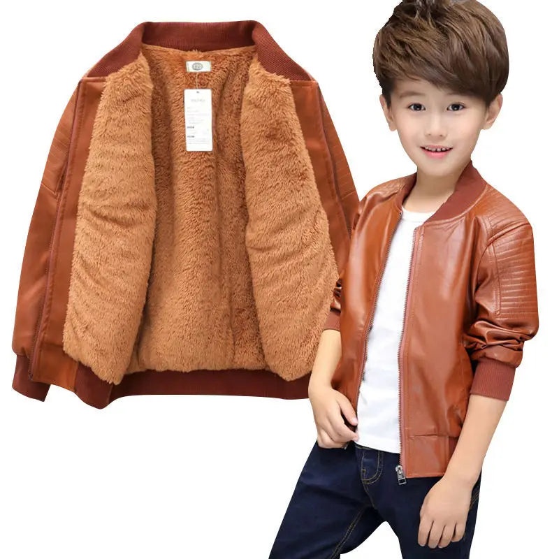 Boys’ PU Leather Jacket – Lined or Unlined