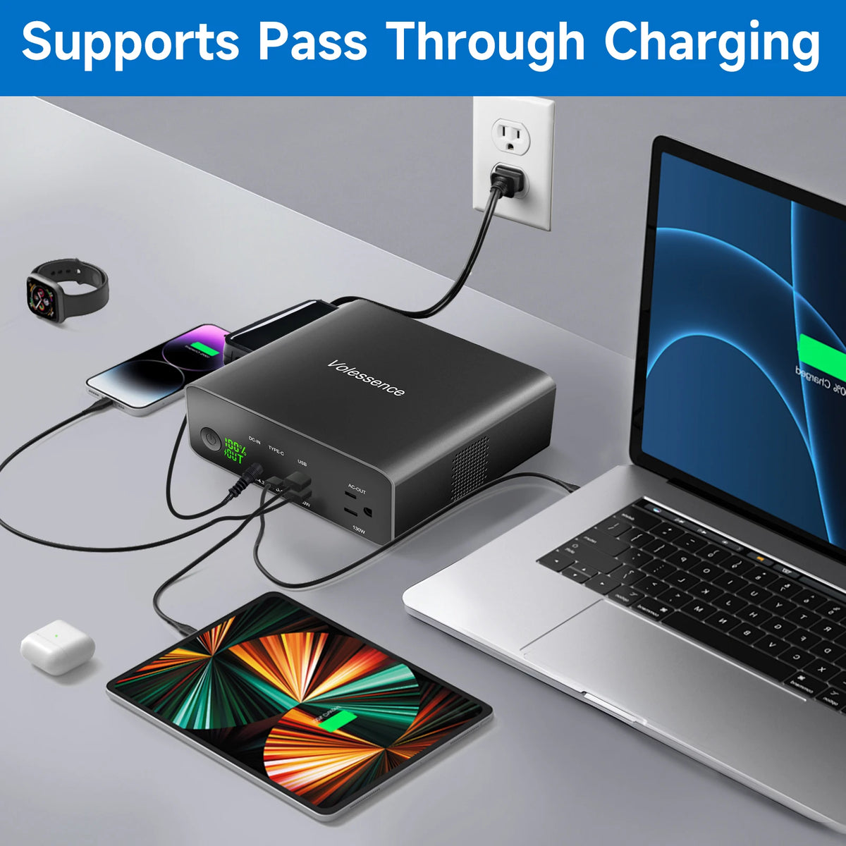 40,000mAh 100W Laptop Power Bank with AC Outlet