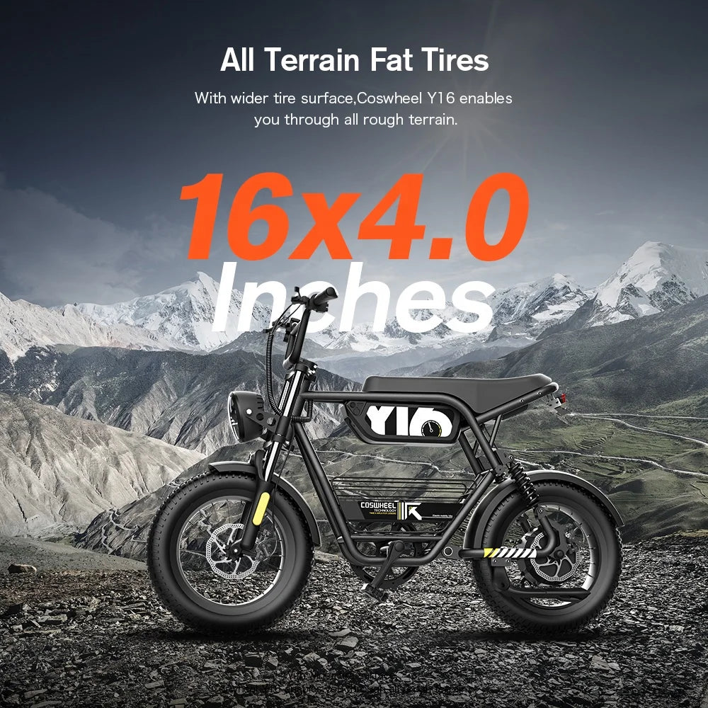COSWHEEL Y16 1000W 16-Inch Fat-Tire E-Bike
