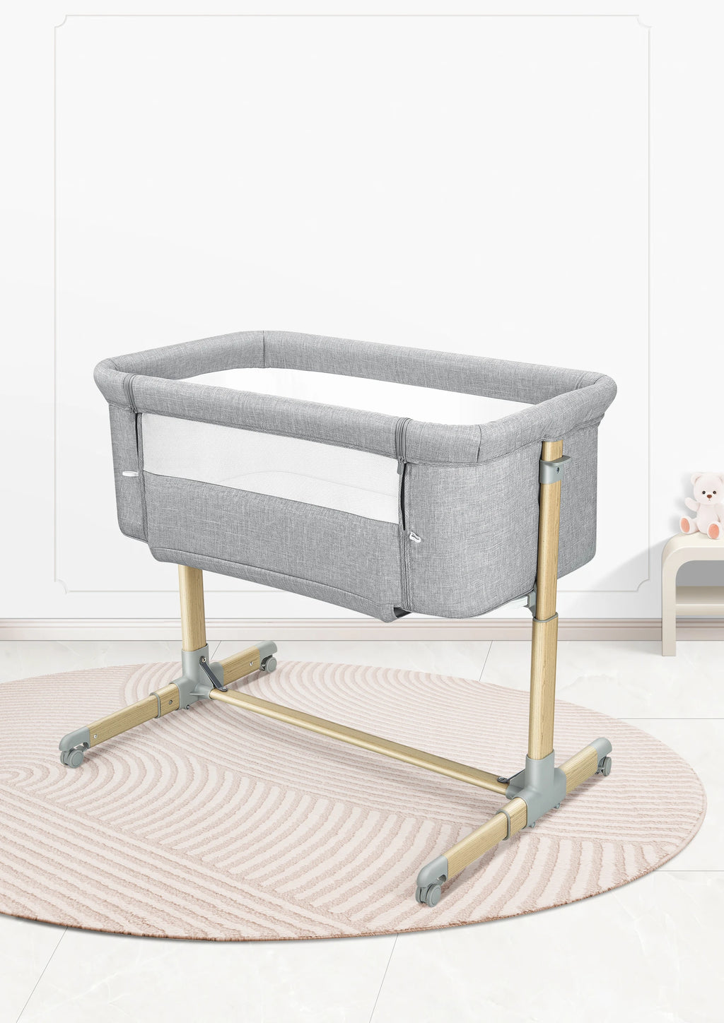 Y11 Adjustable Baby Bedside Crib – Grey