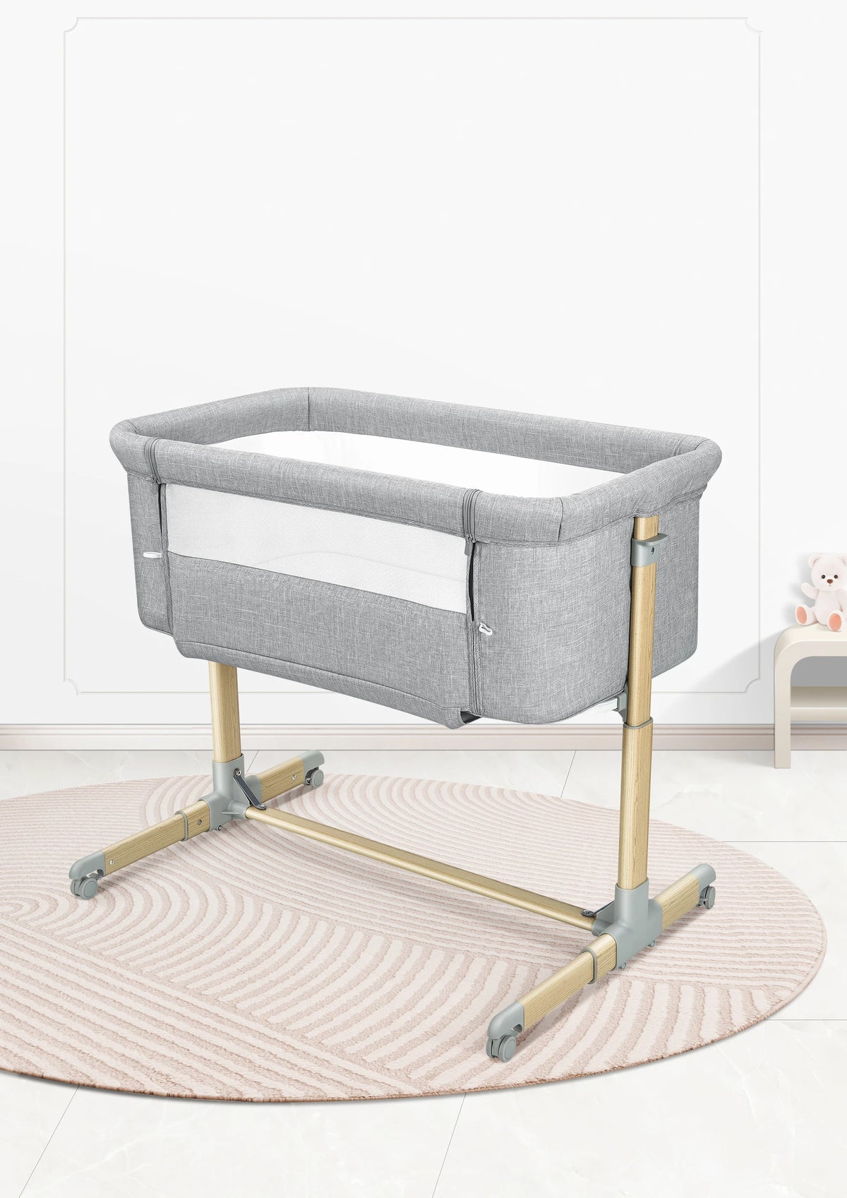 Y11 Adjustable Baby Bedside Crib – Grey