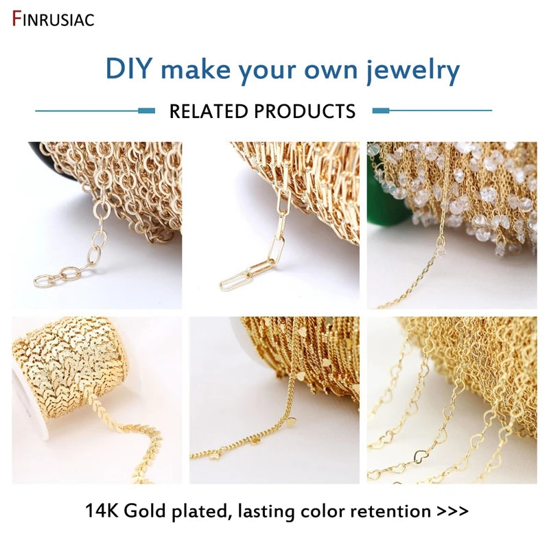 Cadena de latón bañado en oro de 14K para bisutería