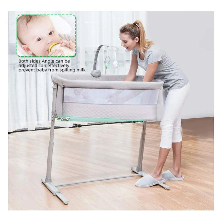 Newborn Baby Bedside Modern Metal Crib Co-Sleeper for Hotel & Bedroom Use