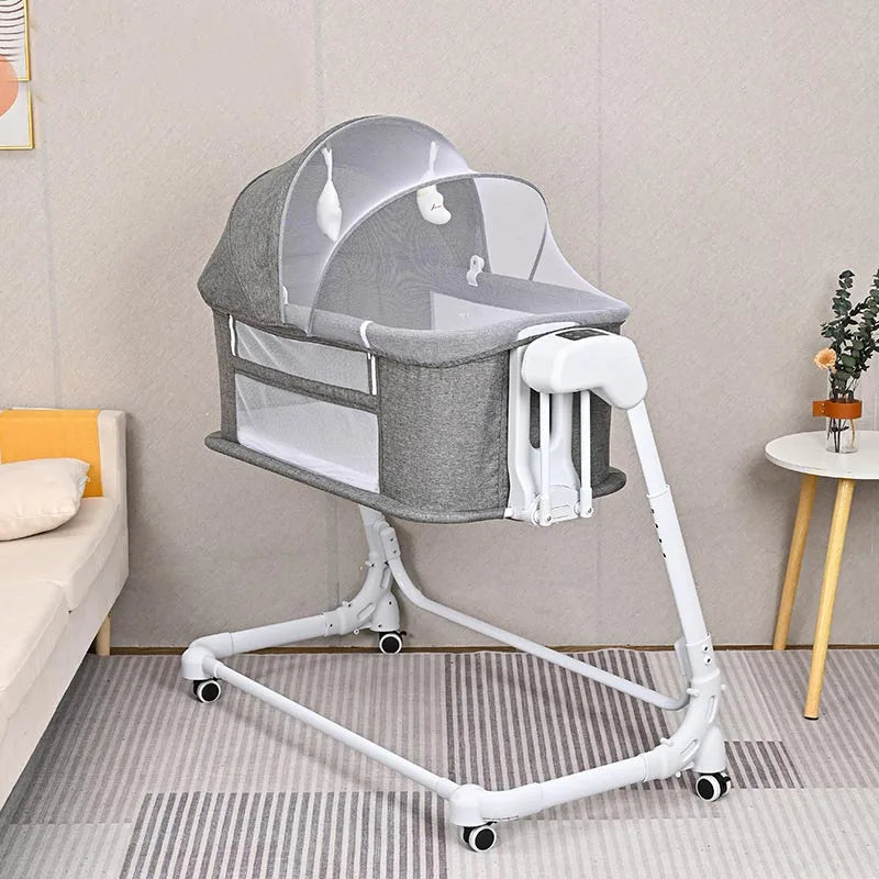 Adjustable Height  Bedside Sleeper Crib Baby Crib Bassinet for Infant With Remote Control Rocking Baby Swing Bed Electric