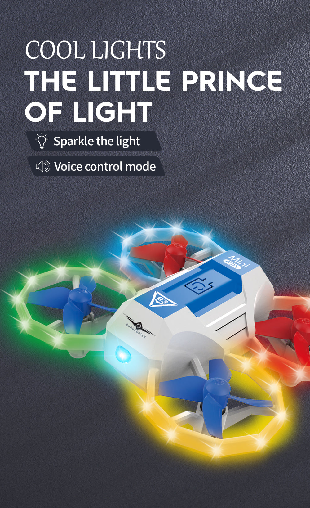 HOSHI KFPALN KF601 Mini Drone Protective Design With Voice Control Cool Light Drone for Beginner Christmas Gift Toys Drone