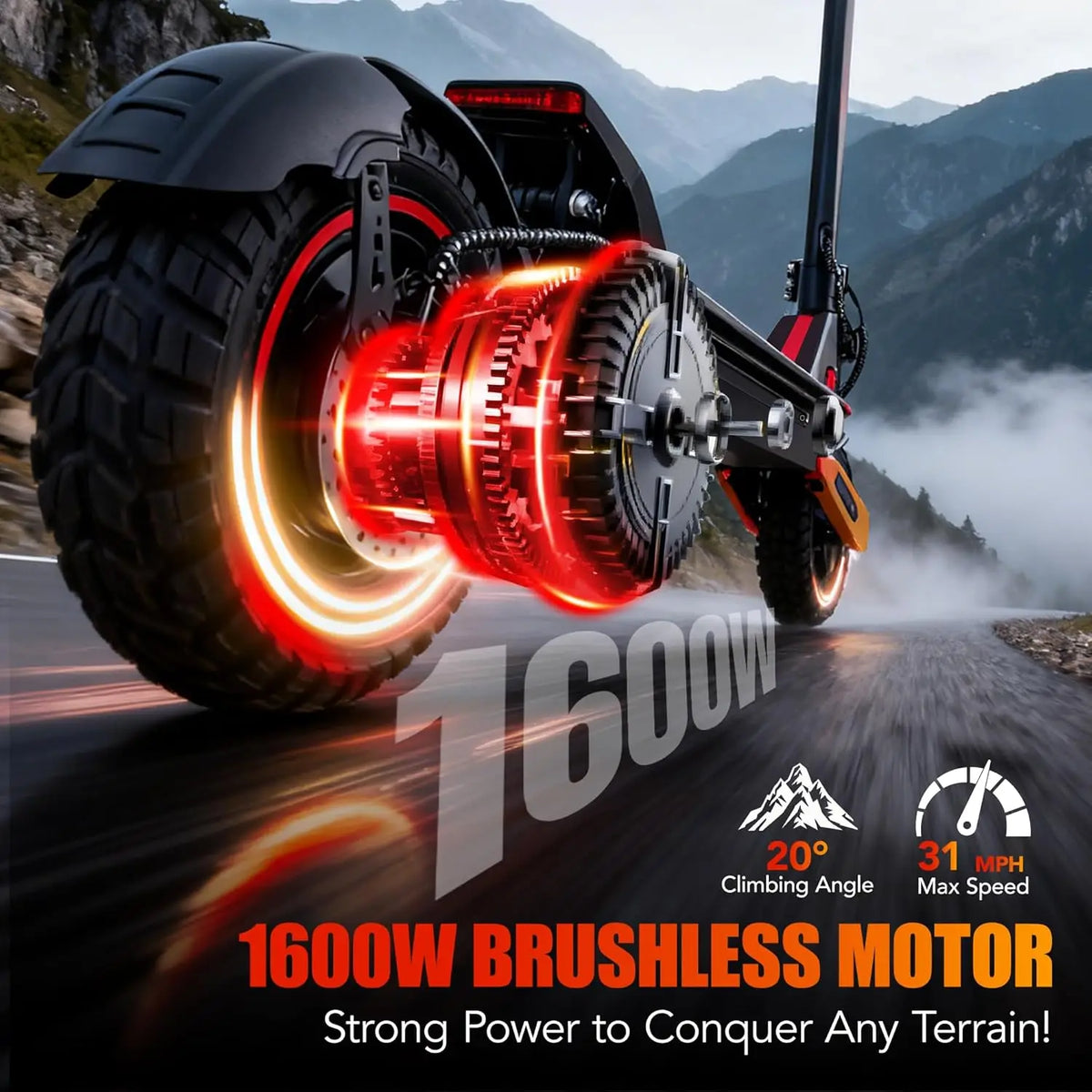 1600W Adult Electric Scooter – 31 MPH, 28–31 Mile Range