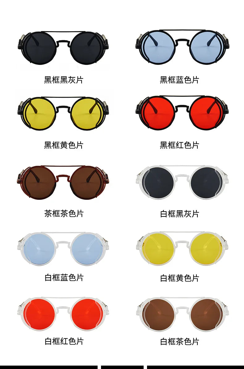 Gafas de sol steampunk góticas redondas retro