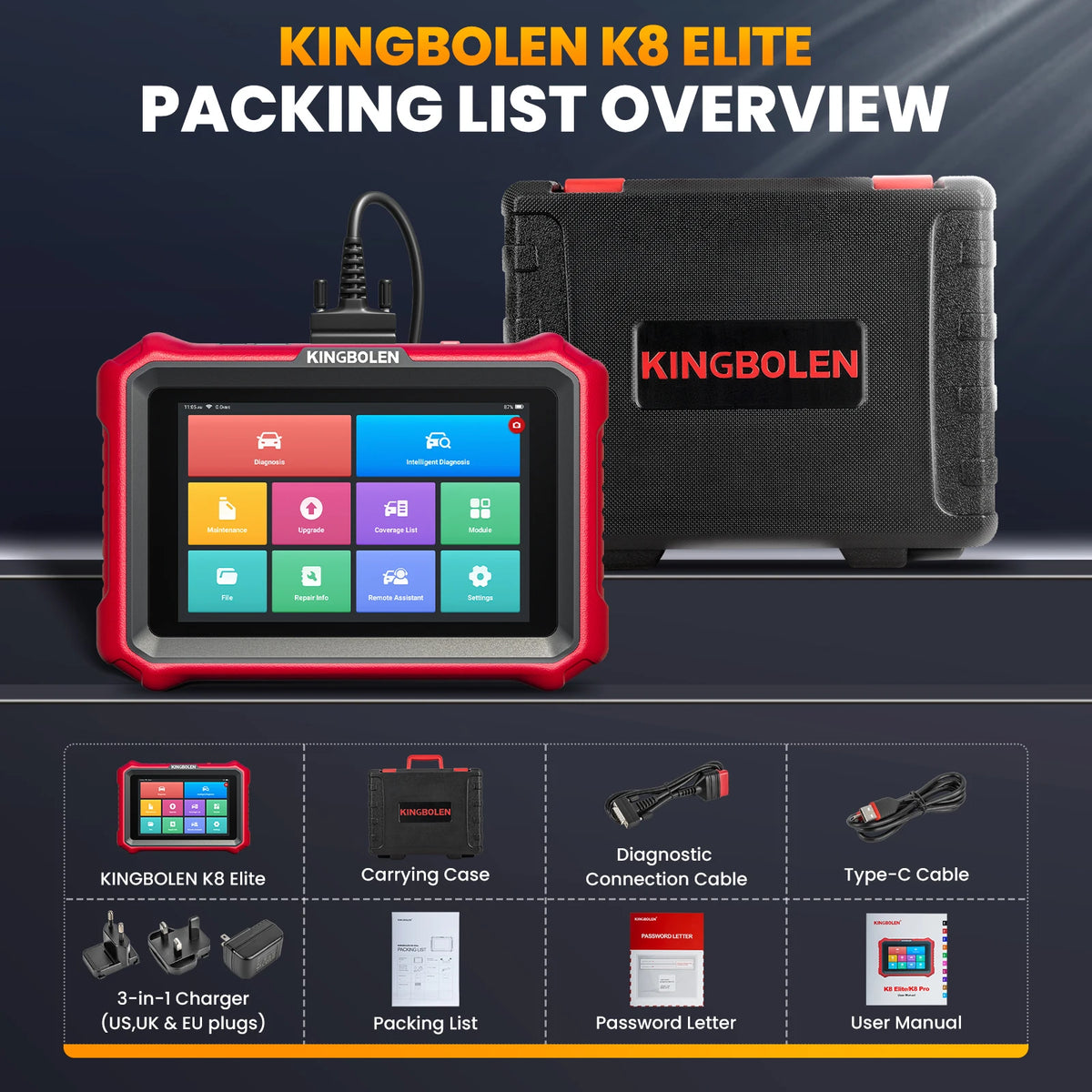 Kingbolen K8 Elite OBD2 All-System Diagnostic Scanner