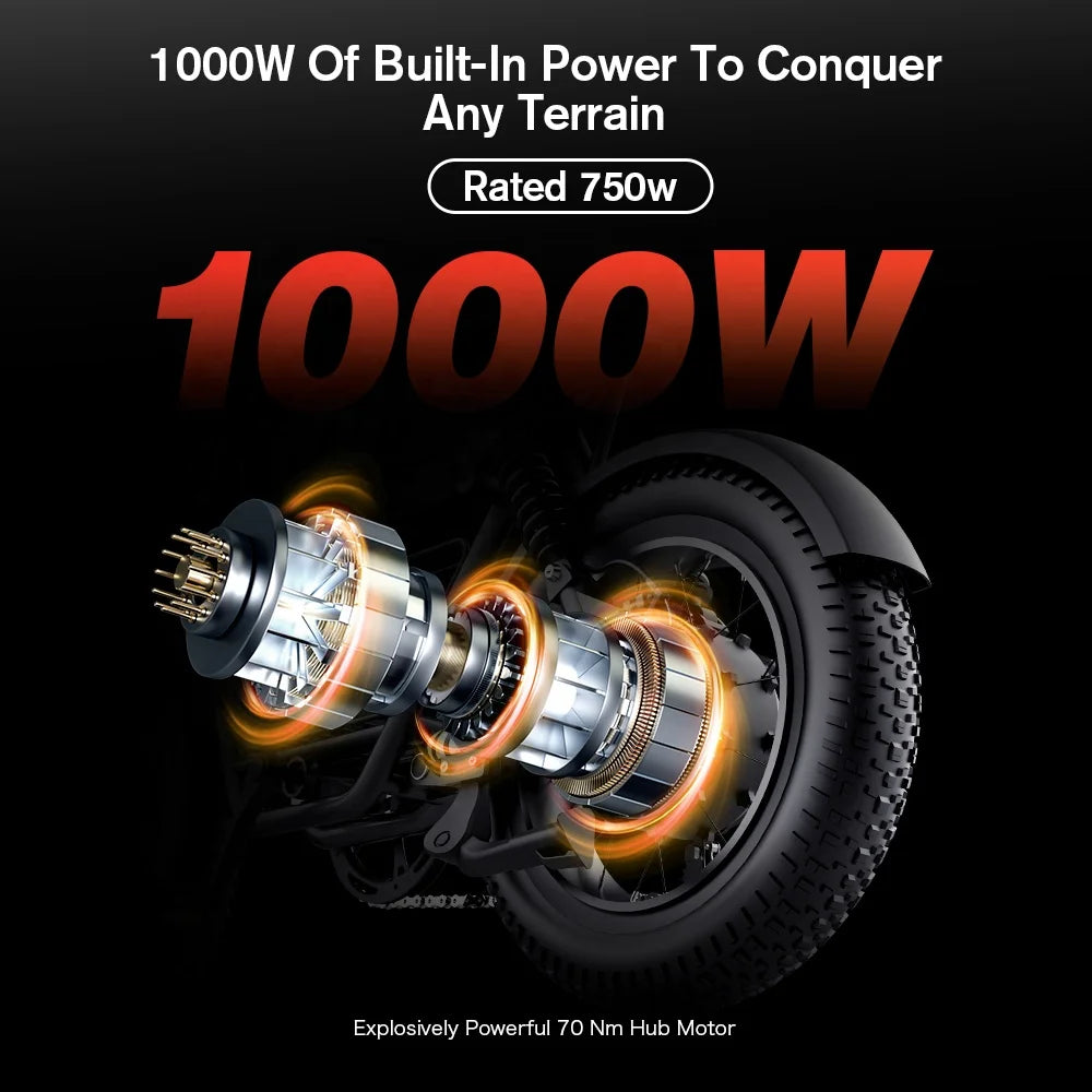 COSWHEEL Y16 1000W 16-Inch Fat-Tire E-Bike
