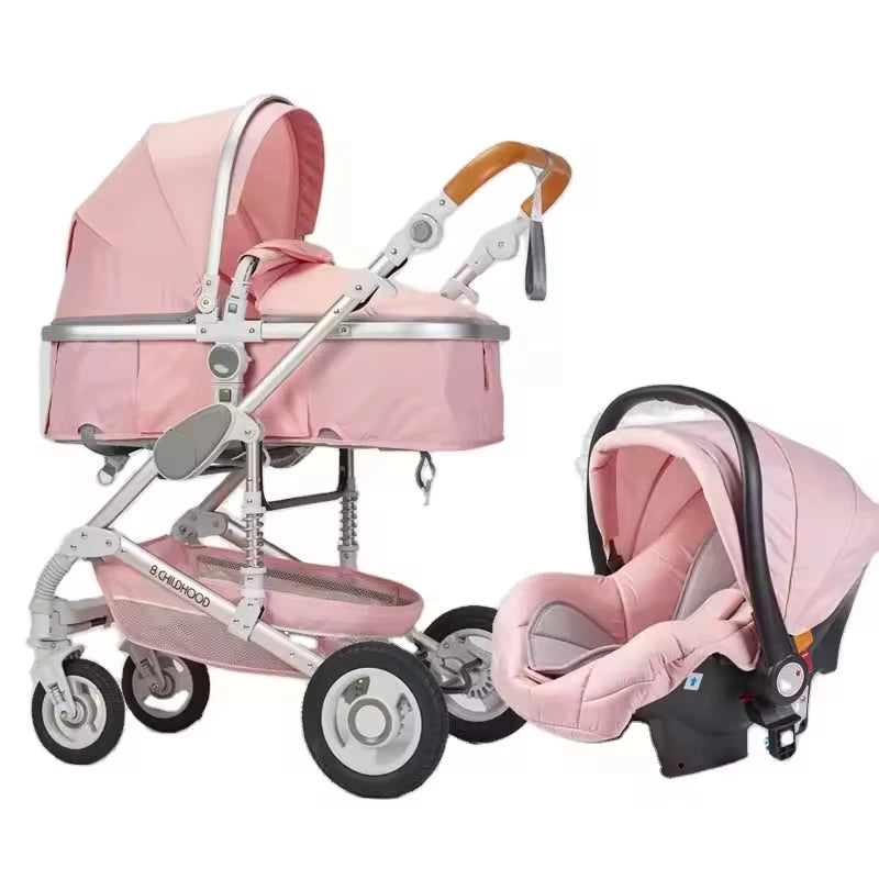 Customized Luxury 4-in-1 Baby Stroller Foldable Pram with Linen Car Seat 3-in-1 Carriage From Luxury Brand